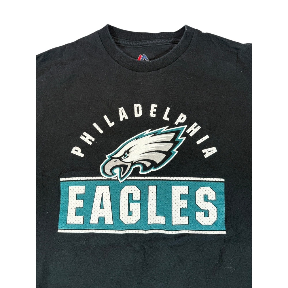 Philadelphia Eagles NFL T Shirt Majestic Mens Large Black Short Sleeve Graphic